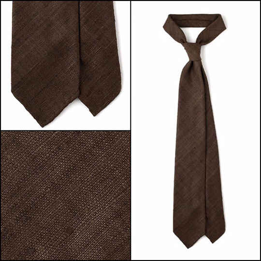 brown raw silk tie