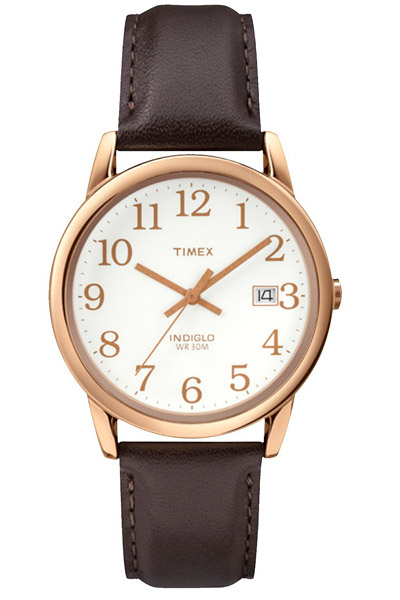 Timex watch with rose gold hands