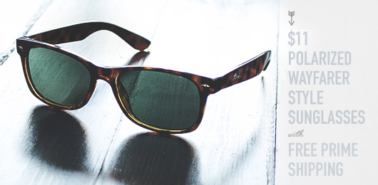 $11 Polarized Wayfarer Style Sunglasses with Free Prime Shipping