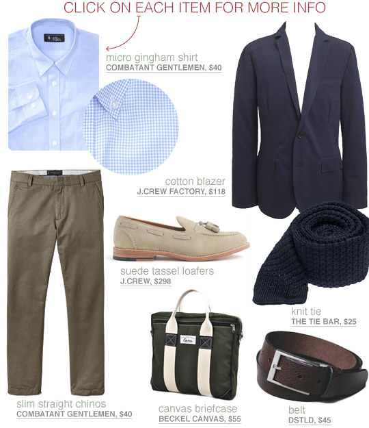 Business Getup with blazer blue shirt and green pants