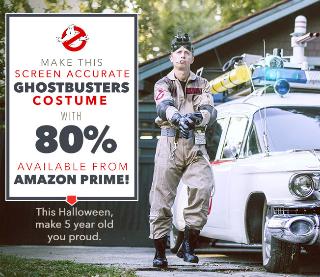 Easy, Screen Accurate Ghostbusters Costume with 80% Available from Amazon Prime!