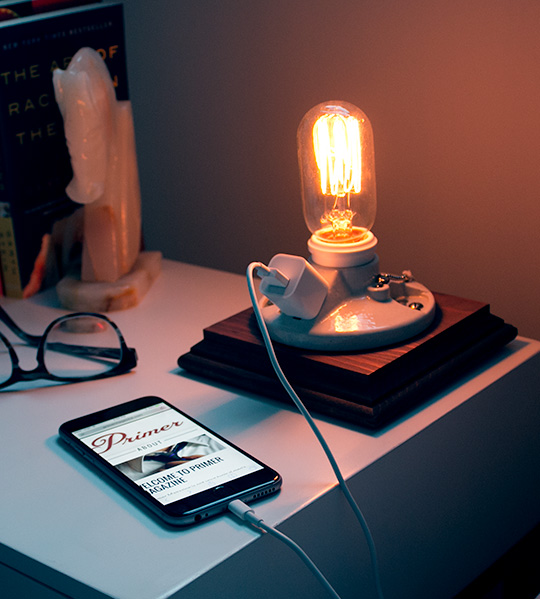 DIY Side Table Lamp with Phone Charger   Less than $20