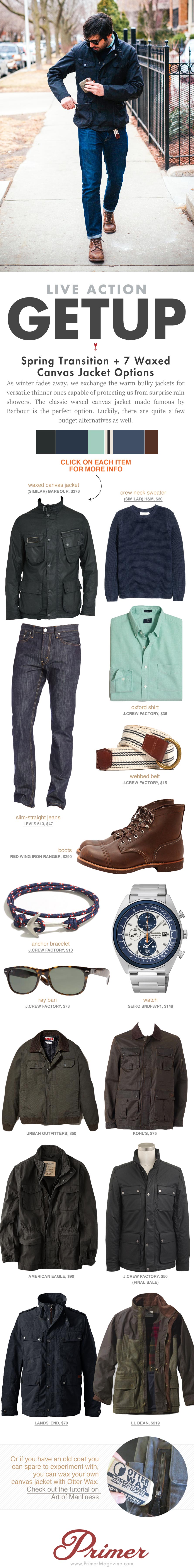 Getup Spring Transition - Jacket, oxford shirt, slim jeans, and Iron Ranger boots