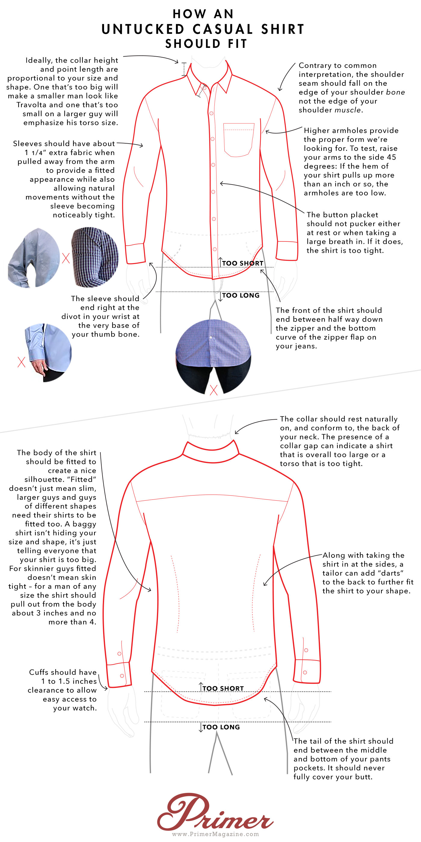 How an Untucked Casual Shirt Should Fit - A Visual Guide | Primer1400 x 2797