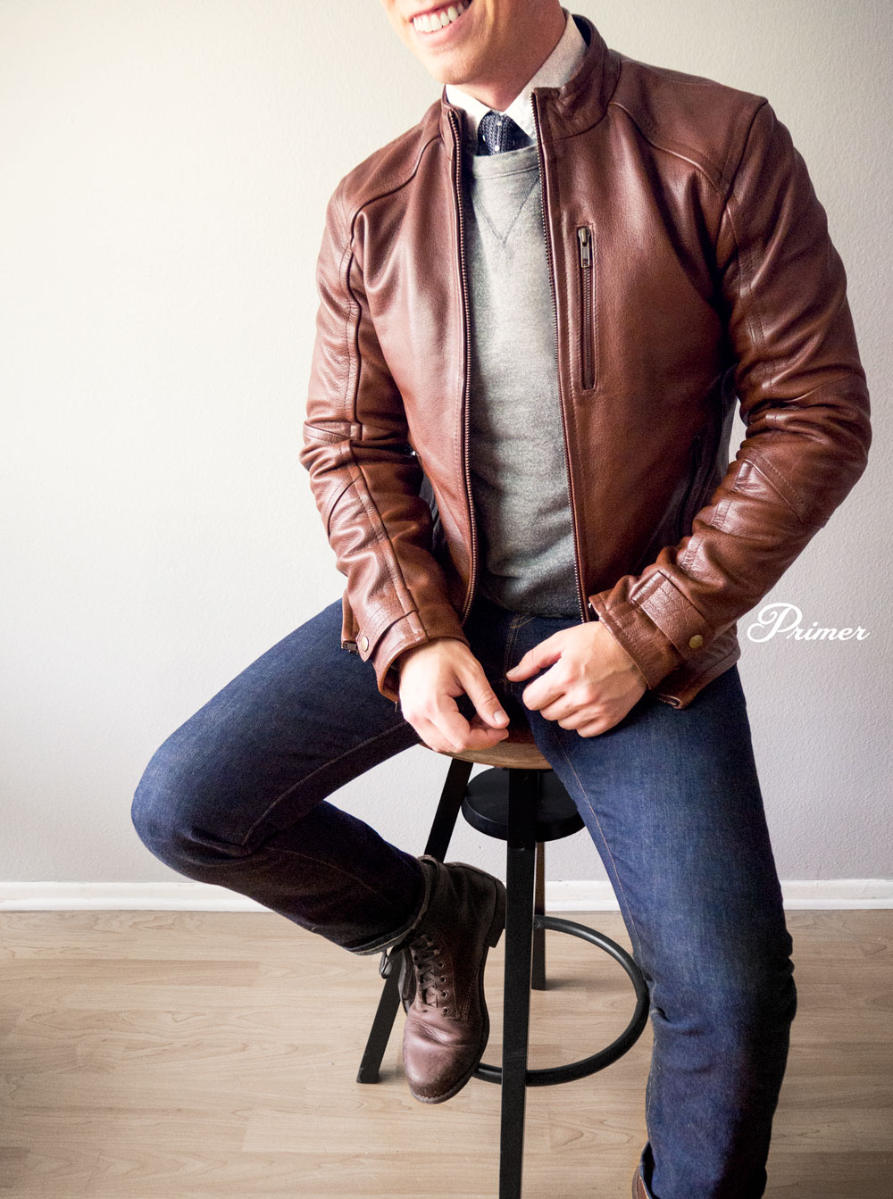 Fall Style Inspiration   Leather jacket with Tie