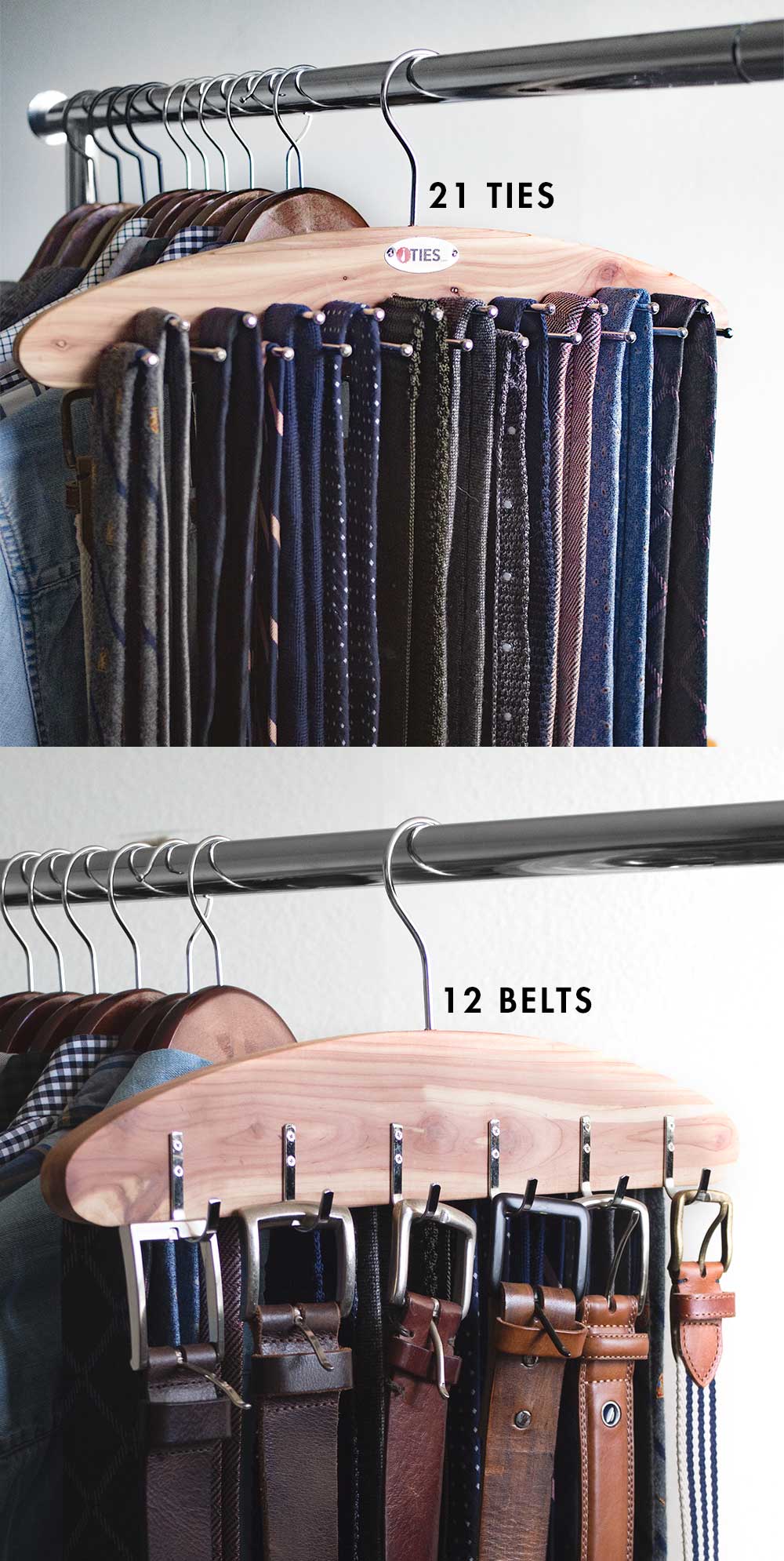 Horizontal hanging tie rack from Ties.com: closet organization ideas