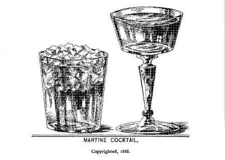 Illustration of a "matine cocktail," the precursor to a gin martini