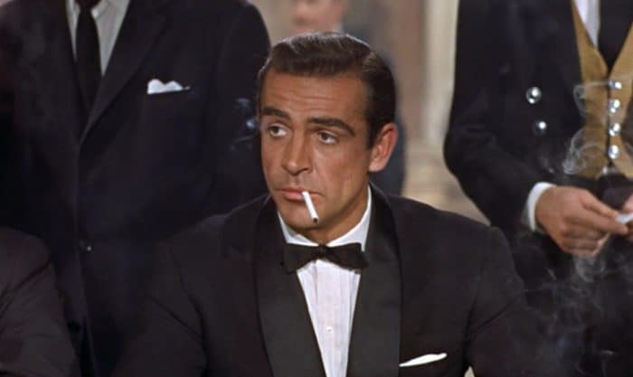 James Bond wearing a tux in Dr No