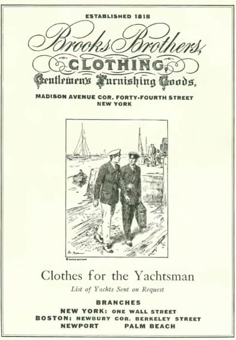 Vintage Brooks Bros advertisement showing clothing for yachtsmen