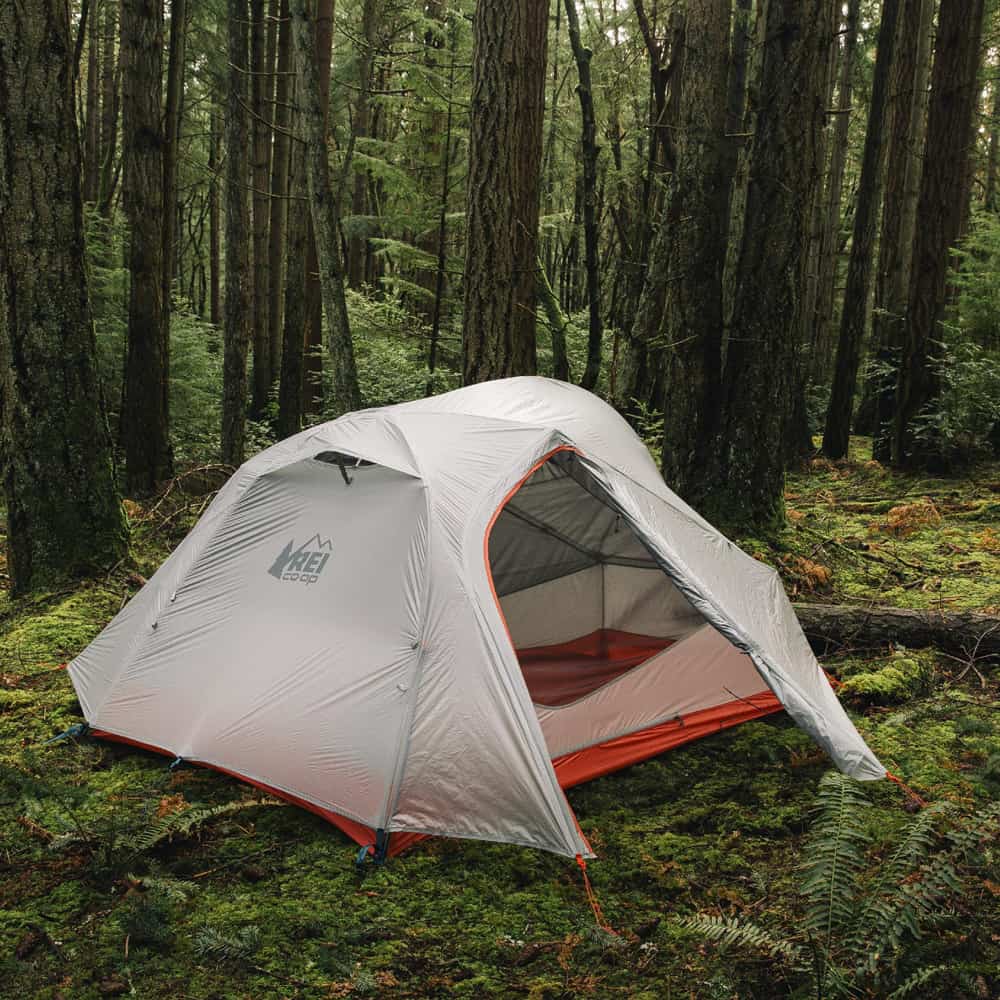 A tent in a forest