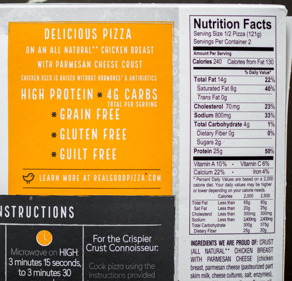 real good pizza nutrition