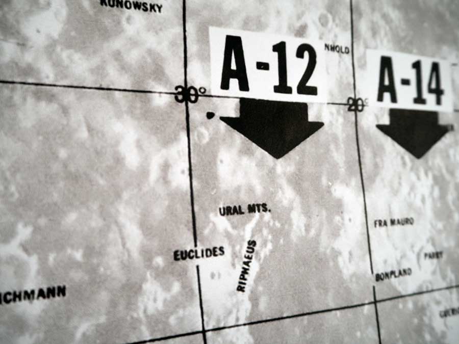 close up lunar landing map