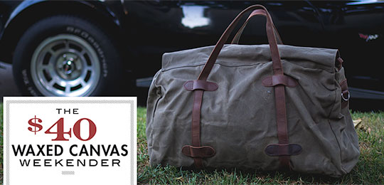 The $40 Waxed Canvas and Leather Weekender Duffel Bag