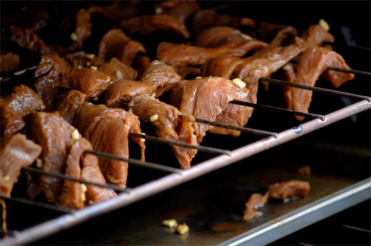 Beef jerky in an oven