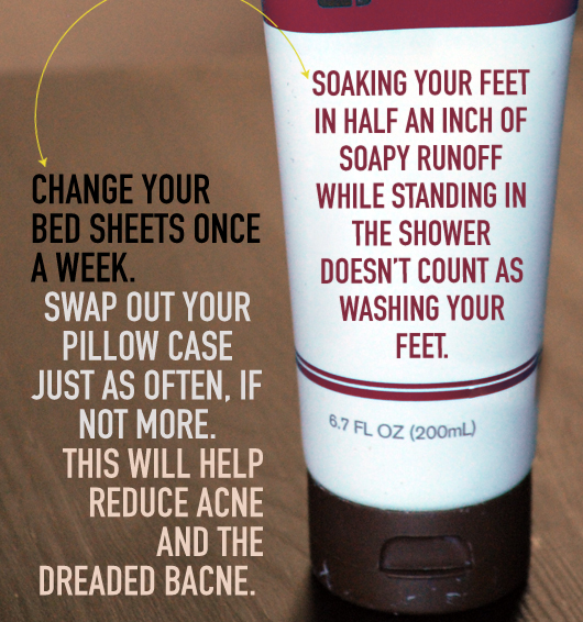 personal hygiene tips on soap bottle