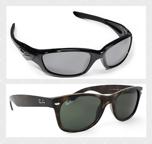 side by side image comparison of sunglasses with square frame and sunglasses with round frame