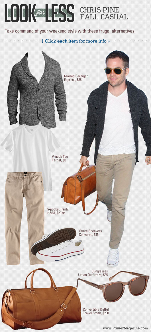 Look for Less: Chris Pine Fall Casual | Primer