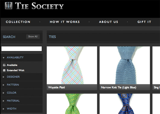 Tie Society website screenshot