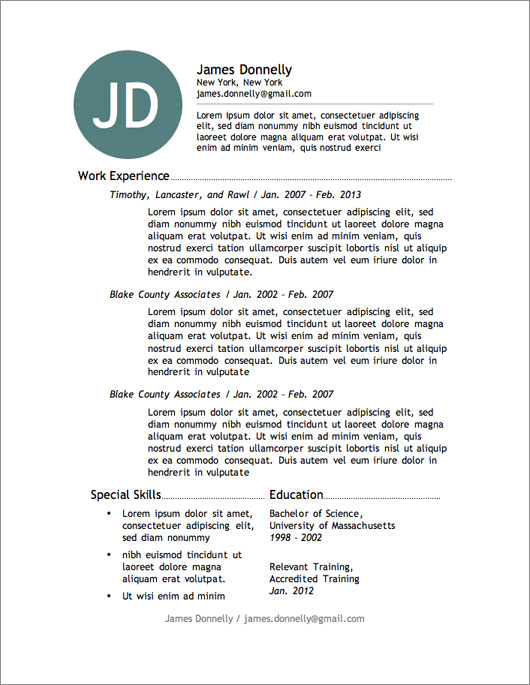 12 Resume Templates For Microsoft Word Free Download