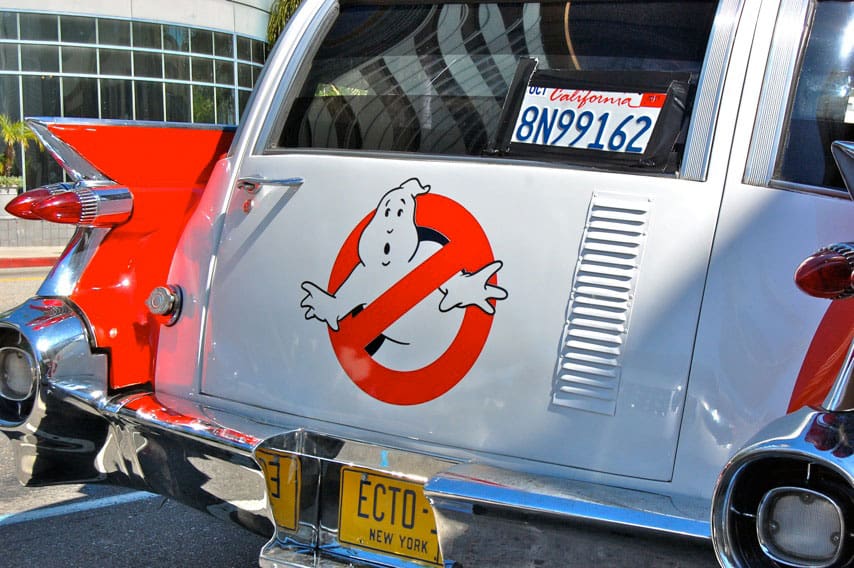 ghostbuster logo on rear of ectomobile