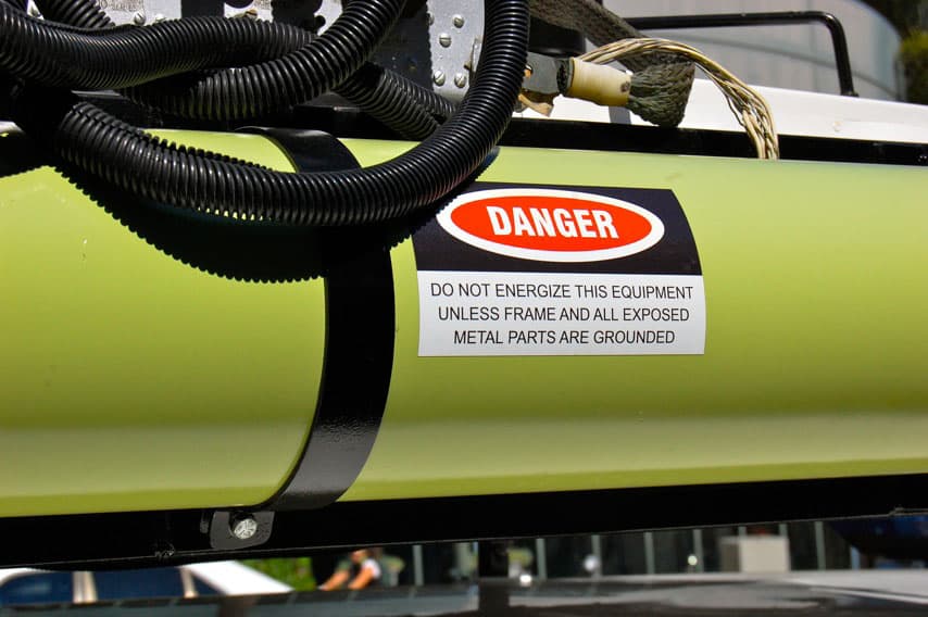 danger label on equiptment
