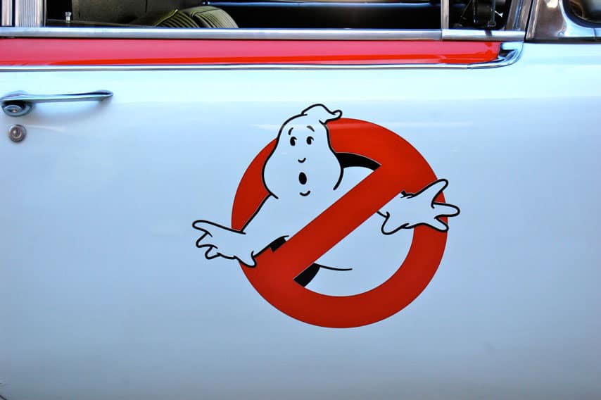 ghostbuster logo on ectomobile vehicle
