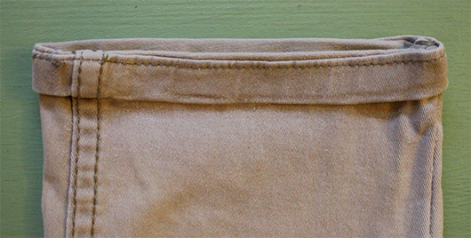 Pant cuff ironed down