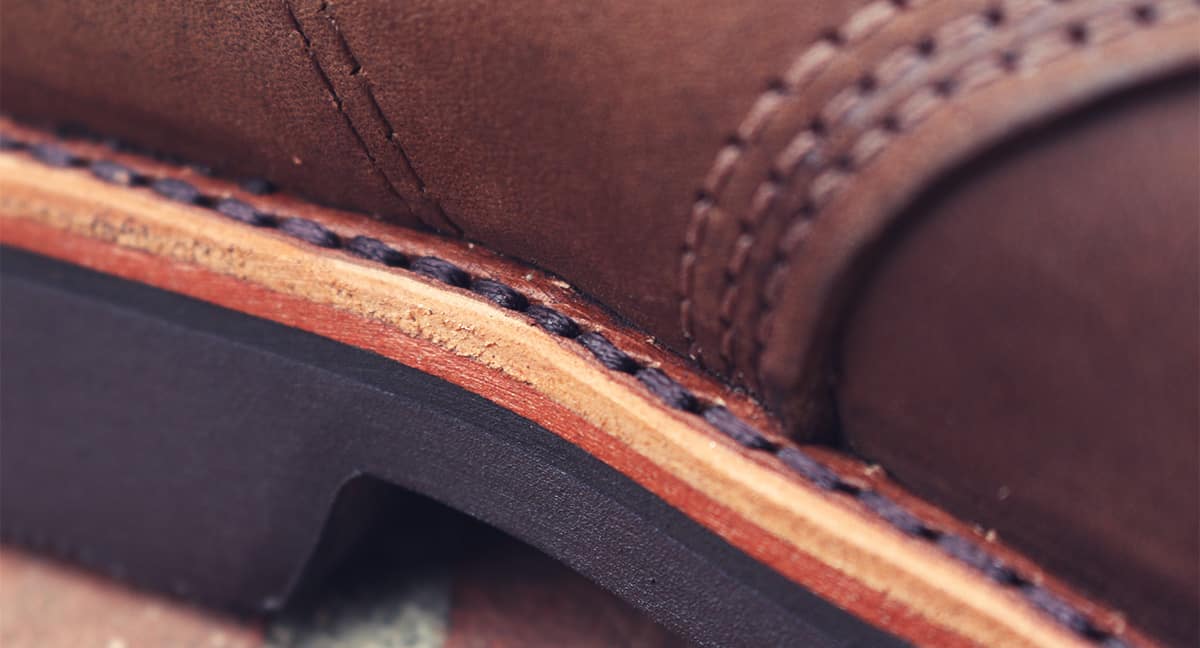 stitching details of chippewa lace up boots