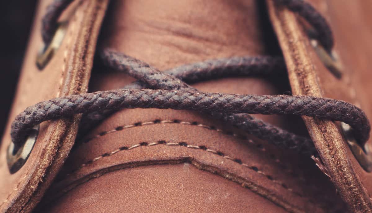shoe lace details of chippewa leather boots