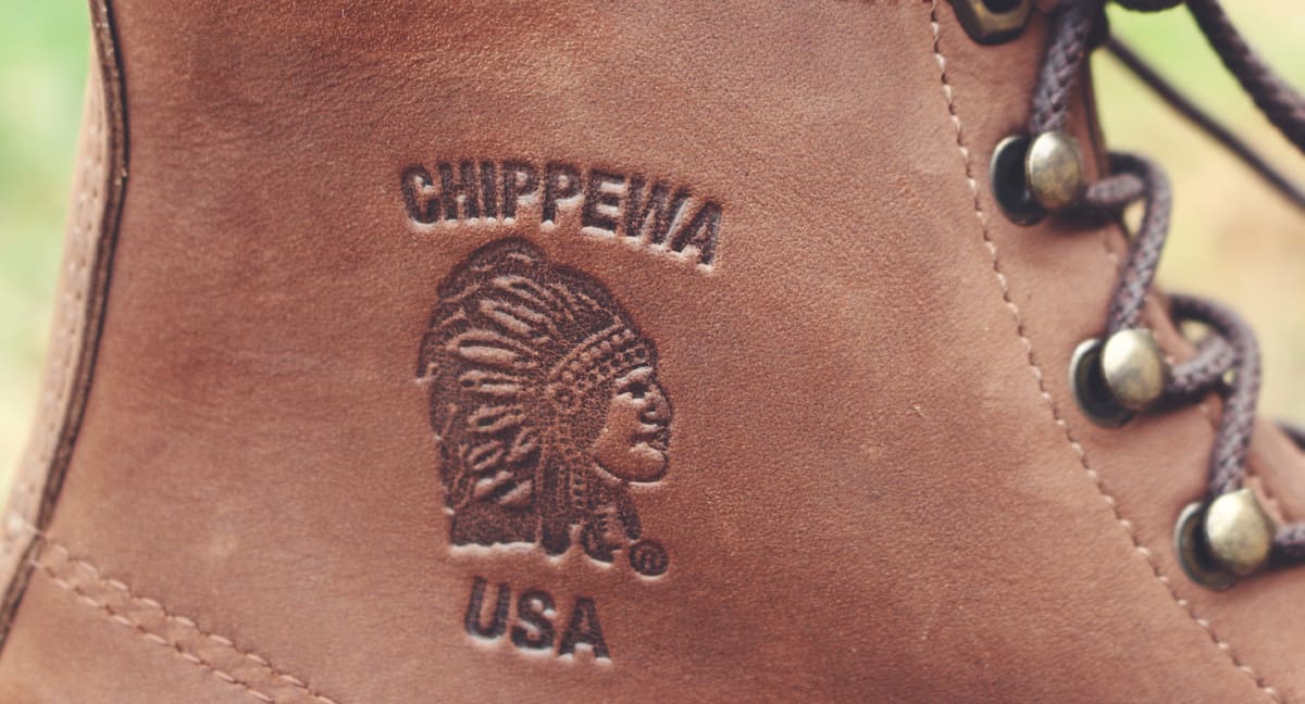 chippewa boot logo on leather