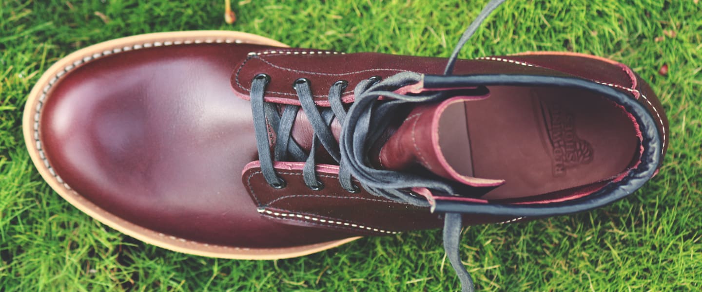 upper and shoe lace details of red wing beckham boot
