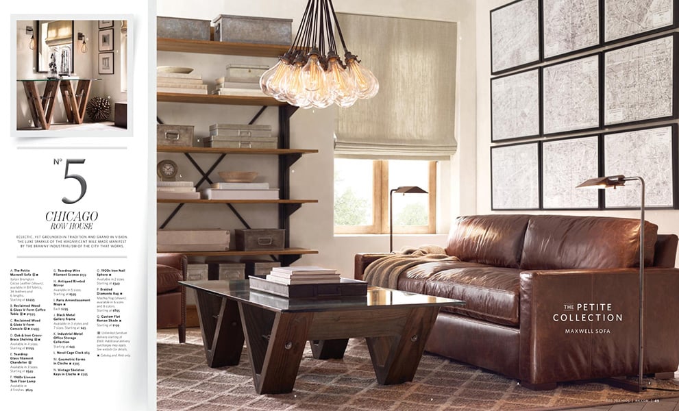 restoration hardware catalog living room details