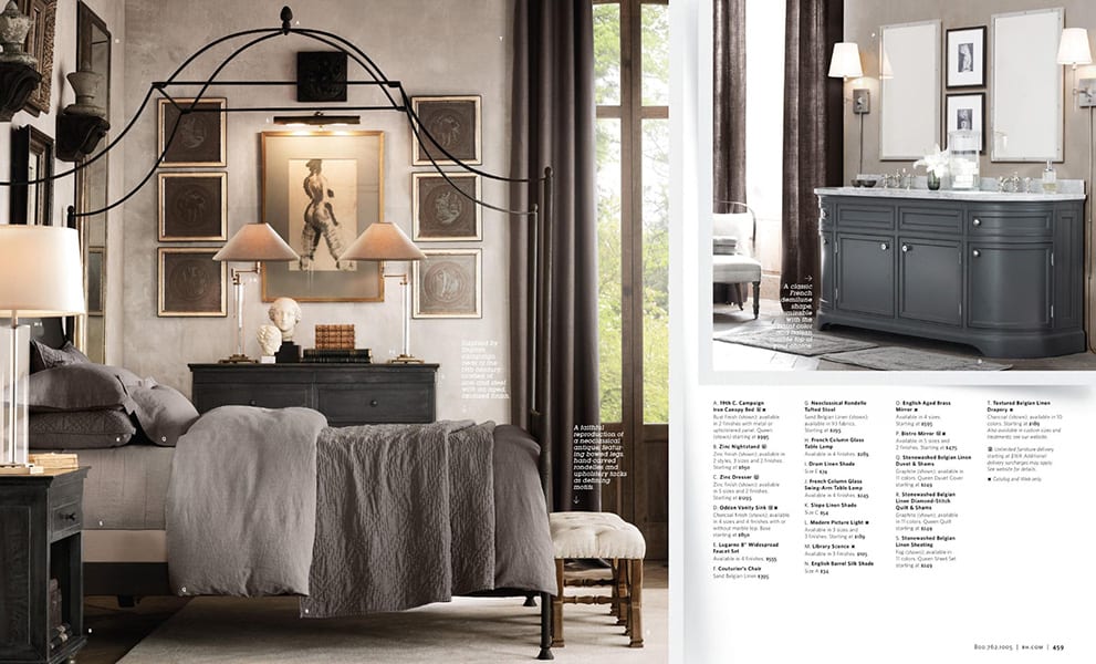 restoration hardware catalog bedroom details