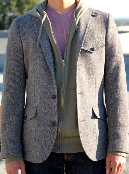 herringbone sportcoat layers outfit