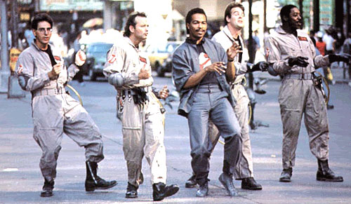Ghostbuster movie cast wearing vietname era style combat boots with jumpsuits