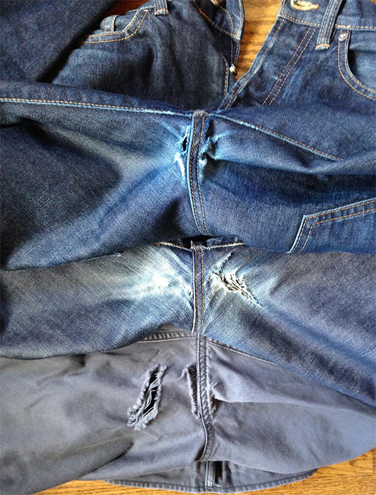 Jeans worn on inner thigh
