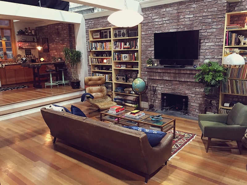 living room area of Dev’s apartment from Master of None