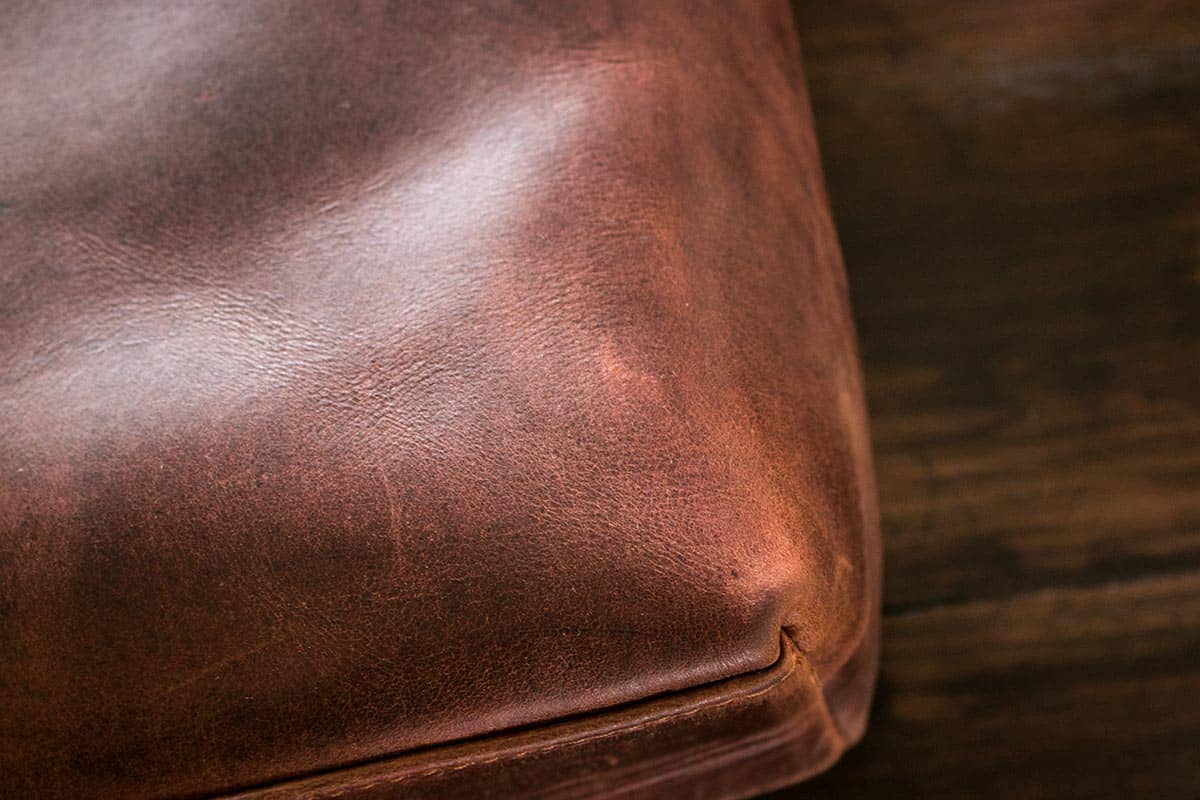 leather briefcase material detail