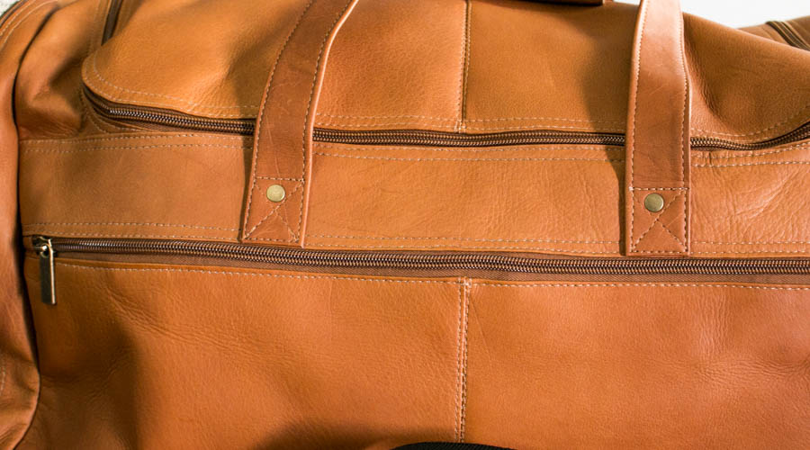 David King Leather Duffle close up
