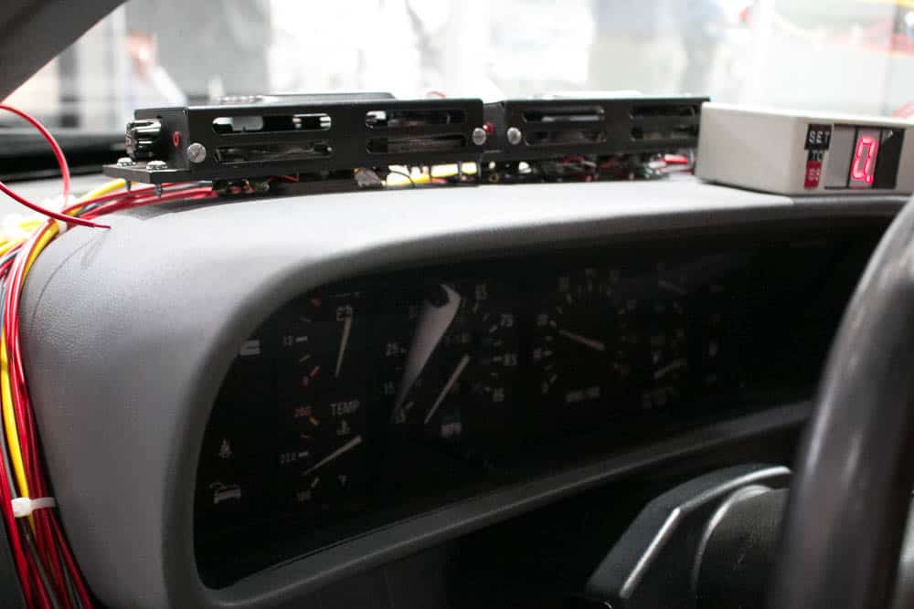 dashboard details of Delorean car from Back to The Future
