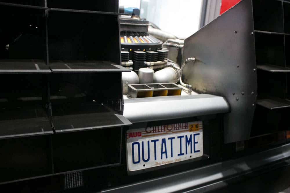 license plate of Delorean car from Back to The Future