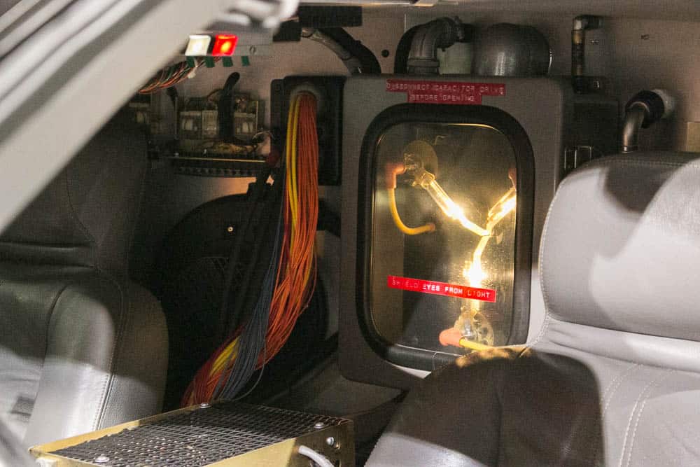 light details of Delorean car from Back to The Future