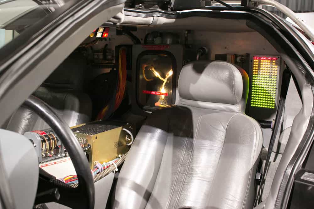driver seat of Delorean car from Back to The Future