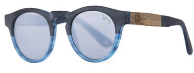 A close up of sunglasses, with Acetate and Lens