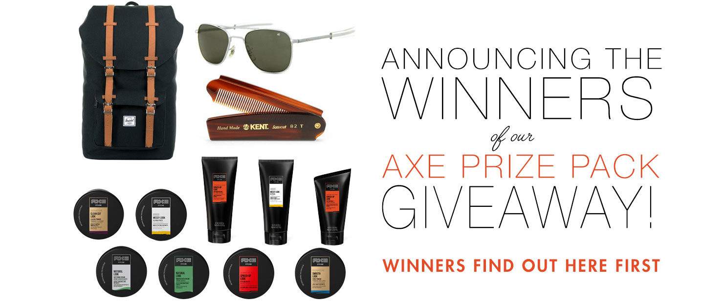 Announcing the 3 Winners of Our Axe Prize Pack Giveaway!