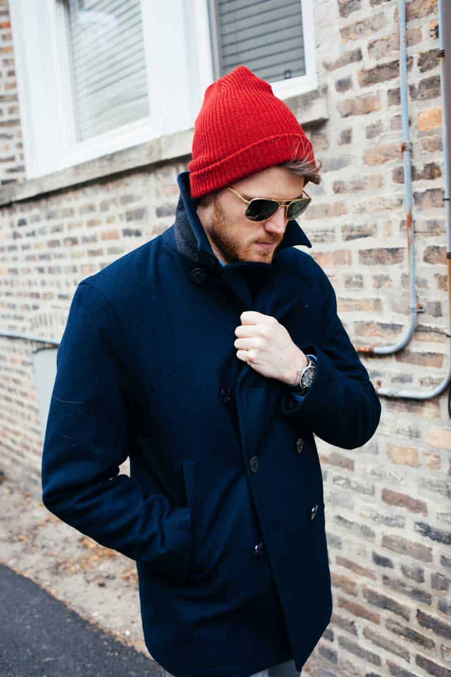 man wearing overcoat and hat inspired by The Life Aquatic movie