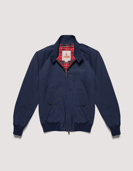 navy blue baracuta brand harrington style jacket