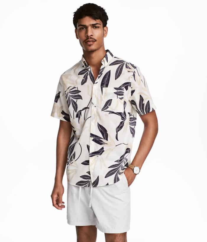 A man in a pattern shirt