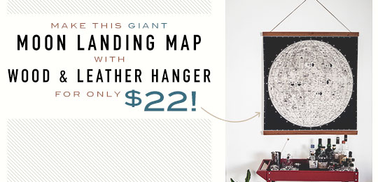 Make This Giant Moon Landing Map with Wood & Leather Hanger for Only $22!