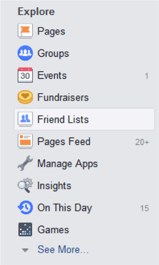 Facebook friends list screenshot